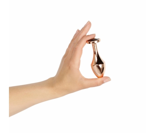 Rosy Gold Nouveau Geometric Anal Plug with Black Crystal Accent