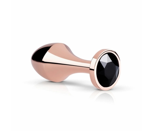 Rosy Gold Nouveau Geometric Anal Plug with Black Crystal Accent
