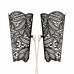 Rosy Gold Lace Cuffs & Collar Set Black - Elegant Gold Chain Detail