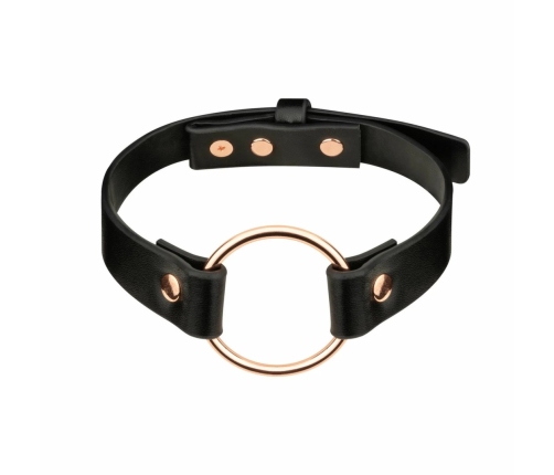 Rosy Gold Adjustable Choker Black - Elegant Metal Ring Detail