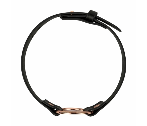 Rosy Gold Adjustable Choker Black - Elegant Metal Ring Detail