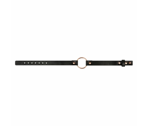 Rosy Gold Adjustable Choker Black - Elegant Metal Ring Detail