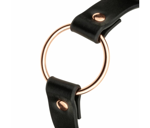 Rosy Gold Adjustable Choker Black - Elegant Metal Ring Detail