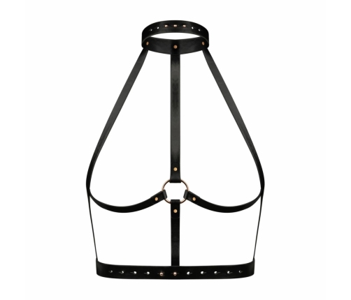 Rosy Gold Body Harness Black - Adjustable Faux Leather Accessory