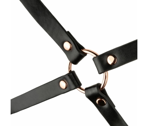 Rosy Gold Body Harness Black - Adjustable Faux Leather Accessory