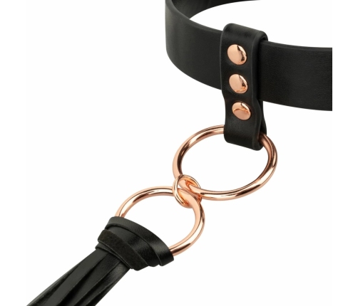 Rosy Gold Collar & Flogger Set Black - Elegant Adjustable Accessory