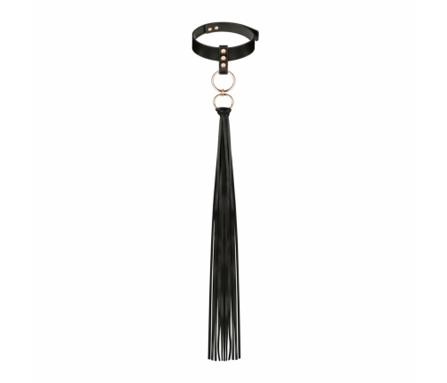 Rosy Gold Collar & Flogger Set Black - Elegant Adjustable Accessory