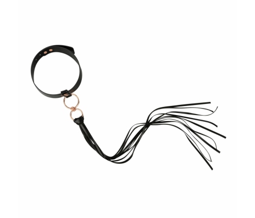 Rosy Gold Collar & Flogger Set Black - Elegant Adjustable Accessory