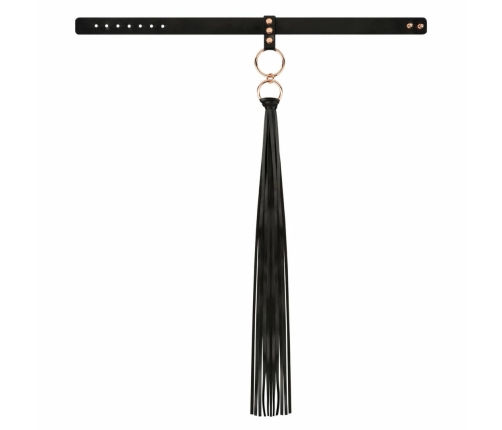 Rosy Gold Collar & Flogger Set Black - Elegant Adjustable Accessory