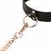 Rosy Gold Adjustable Faux Leather Collar with Detachable Leash Black