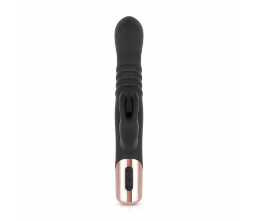 Rosy Gold Rabbit Vibrator Thrusting System Black 13cm USB Rechargeable