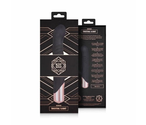 Rosy Gold Rabbit Vibrator Thrusting System Black 13cm USB Rechargeable