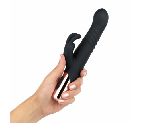 Rosy Gold Rabbit Vibrator Thrusting System Black 13cm USB Rechargeable