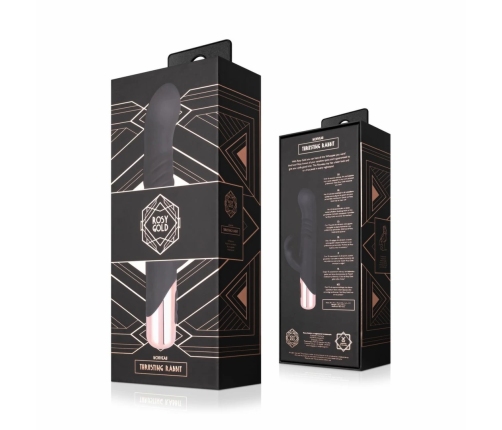 Rosy Gold Rabbit Vibrator Thrusting System Black 13cm USB Rechargeable