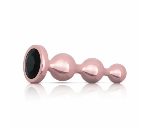 Rosy Gold Metal Plug Set 3 Sizes - Rose Gold, Black Crystal Base