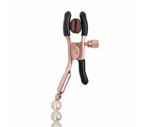 Rosy Gold Pearls Adjustable Nipple Clamps with Decorative Chain