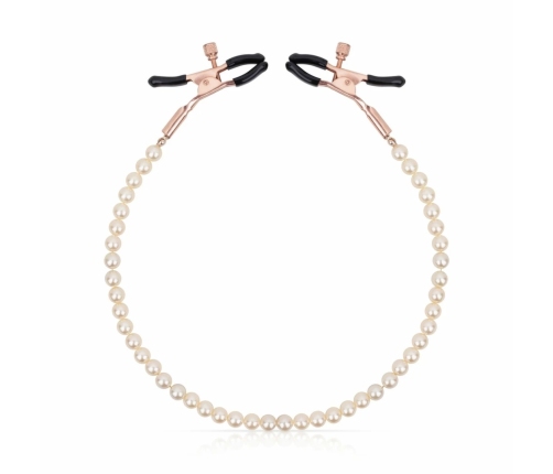Rosy Gold Pearls Adjustable Nipple Clamps with Decorative Chain