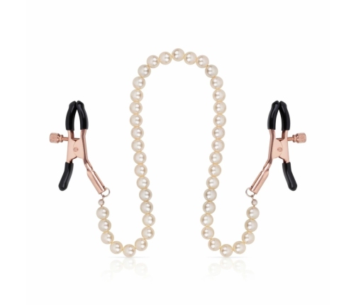 Rosy Gold Pearls Adjustable Nipple Clamps with Decorative Chain