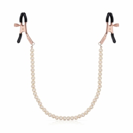 Rosy Gold Pearls Adjustable Nipple Clamps with Decorative Chain