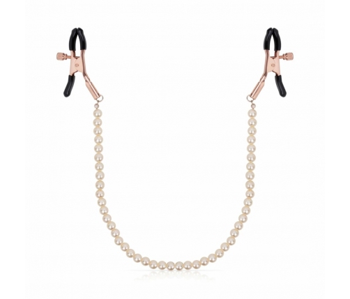 Rosy Gold Pearls Adjustable Nipple Clamps with Decorative Chain