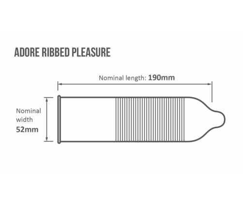 Adore Ribbed Premium Latex Condoms 144 pcs - Transparent, Ribbed Texture, Medium Size
