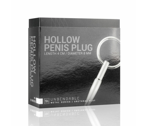 Sinner Gear Hollow Metal Urethral Sounding Plug with Pull Ring 8 mm