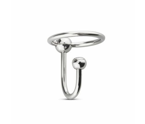 Sinner Gear Stainless Steel Glans Ring with Retention Plug, Silver, M
