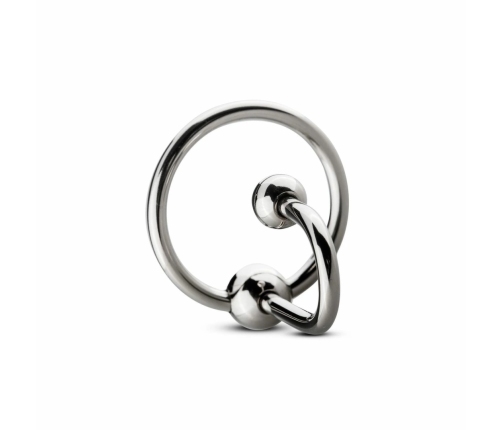 Sinner Gear Stainless Steel Glans Ring with Retention Plug, Silver, M