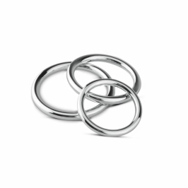 Sinner Gear Steel Intimate Ring Set - 3 Sizes, Silver, Anatomical Design