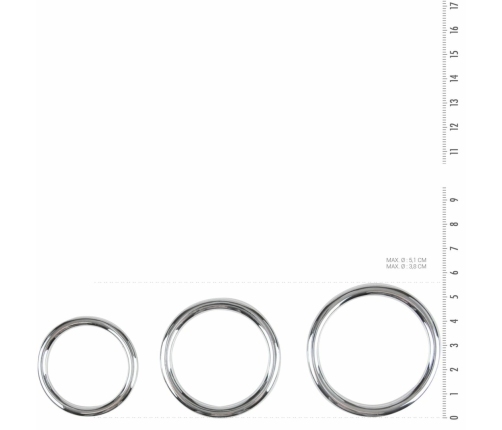 Sinner Gear Steel Intimate Ring Set - 3 Sizes, Silver, Anatomical Design