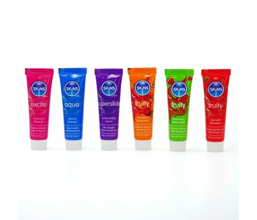 Skins Vital & Fruity Lubricant Sample Tubes Set 6x12ml - Silky Variety Pack