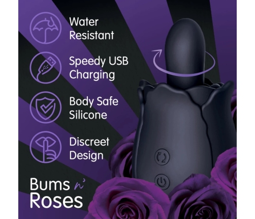 Skins Rose Buddies Bums N Roses Intimate Rotating Vibrator, Black