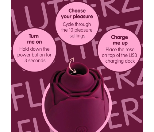 Skins Rose Buddies Flutterz Intimate Device Burgundy Waterproof USB