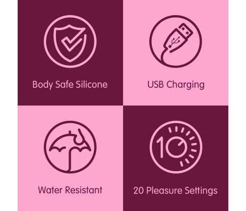 Skins Rose Buddies Flutterz Intimate Device Burgundy Waterproof USB