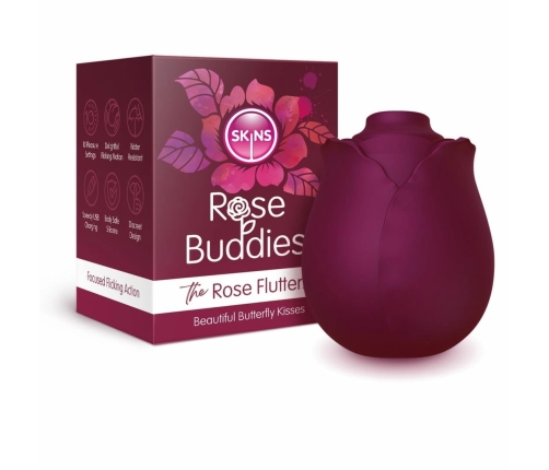 Skins Rose Buddies Flutterz Intimate Device Burgundy Waterproof USB