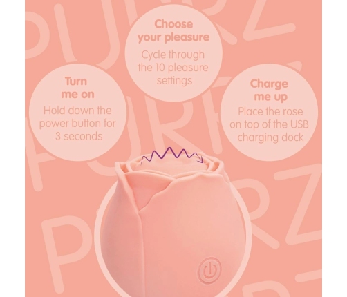 Skins Rose Buddies The Rose Purrz Vibrator Pink - 10-Speed, USB Rechargeable