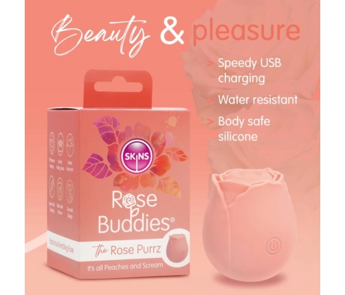 Skins Rose Buddies The Rose Purrz Vibrator Pink - 10-Speed, USB Rechargeable