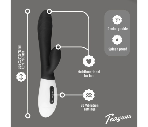 Teazers Rabbit Series Rechargeable Silicone Intimate Device Black