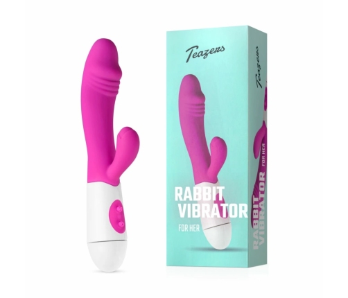 Teazers Pink Dual-Action Silicone Rabbit Vibrator, 10 Modes, Waterproof