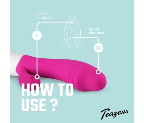 Teazers Pink Dual-Action Silicone Rabbit Vibrator, 10 Modes, Waterproof