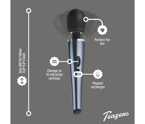 Black Lightning Wand by Dream Toys - Powerful Rechargeable Massager