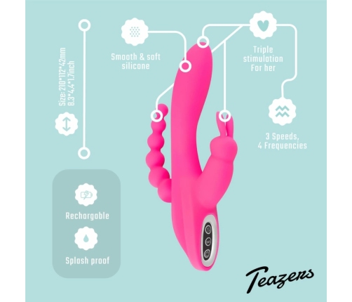 EasyToys Double Rabbit Intimate Massager Waterproof 21cm Pink USB