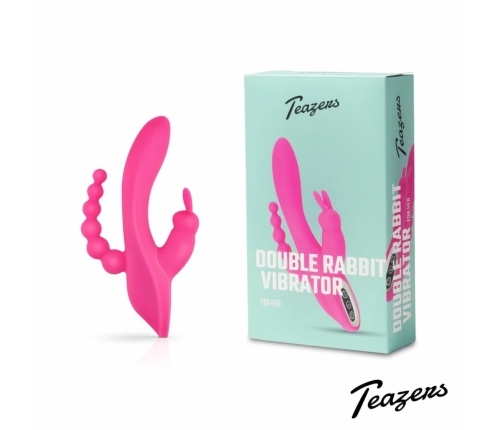 EasyToys Double Rabbit Intimate Massager Waterproof 21cm Pink USB