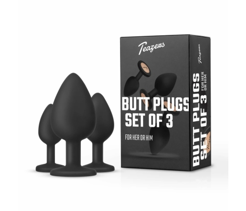 EasyToys Anal Plug Set Flexible Silicone 3 Sizes Black 8719934001787
