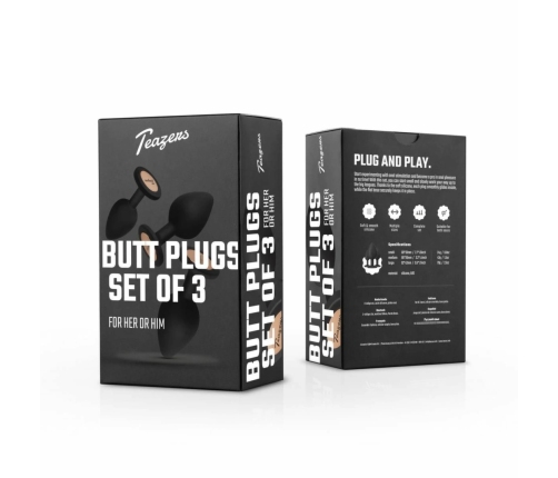EasyToys Anal Plug Set Flexible Silicone 3 Sizes Black 8719934001787
