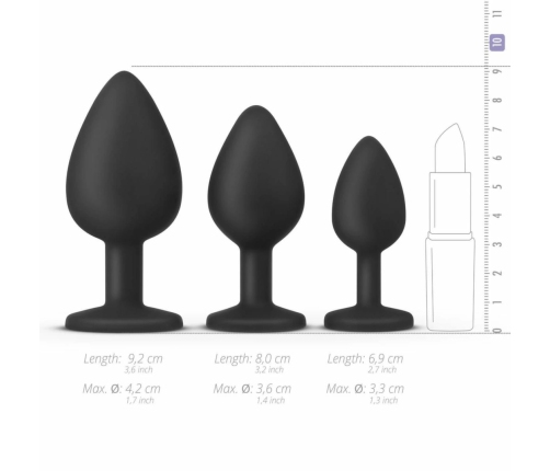 EasyToys Anal Plug Set Flexible Silicone 3 Sizes Black 8719934001787