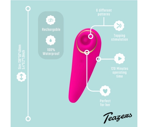 Teazers Tapping Intimate Stimulator, 6 Modes, Waterproof, USB, 24mm, Pink