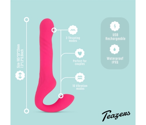 Teazers Dual-Ended Silicone Intimate System Pink Remote Waterproof