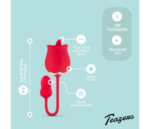Teazers Rose Duo Rechargeable Intimate Device with Dual Motors Pink