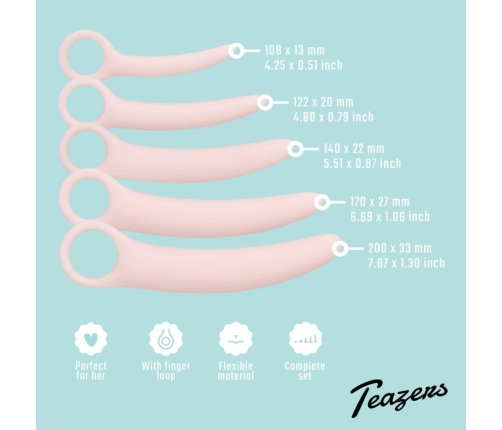 Teazers Silicone Vaginal Dilator Set - 5 Sizes, Flexible & Body-Safe